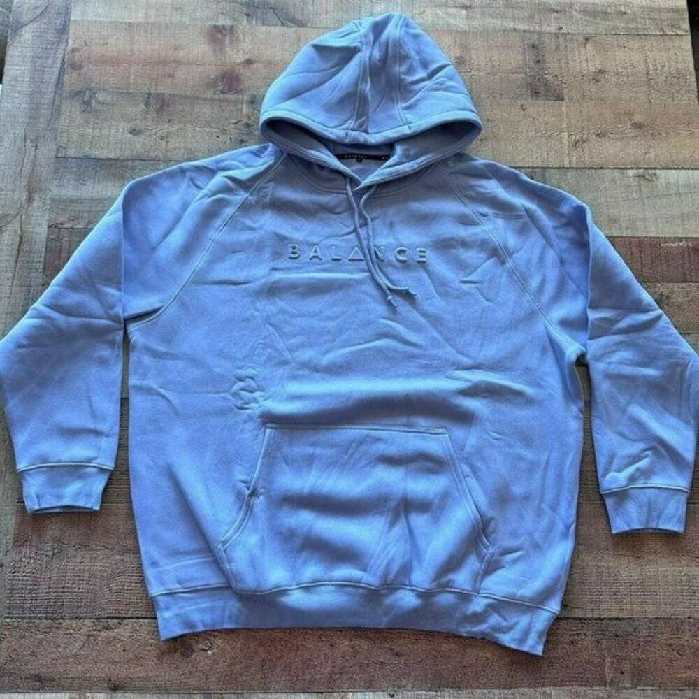 Balance men’s size XL embossed oversized hoodie the maker hood in nitrogen blue